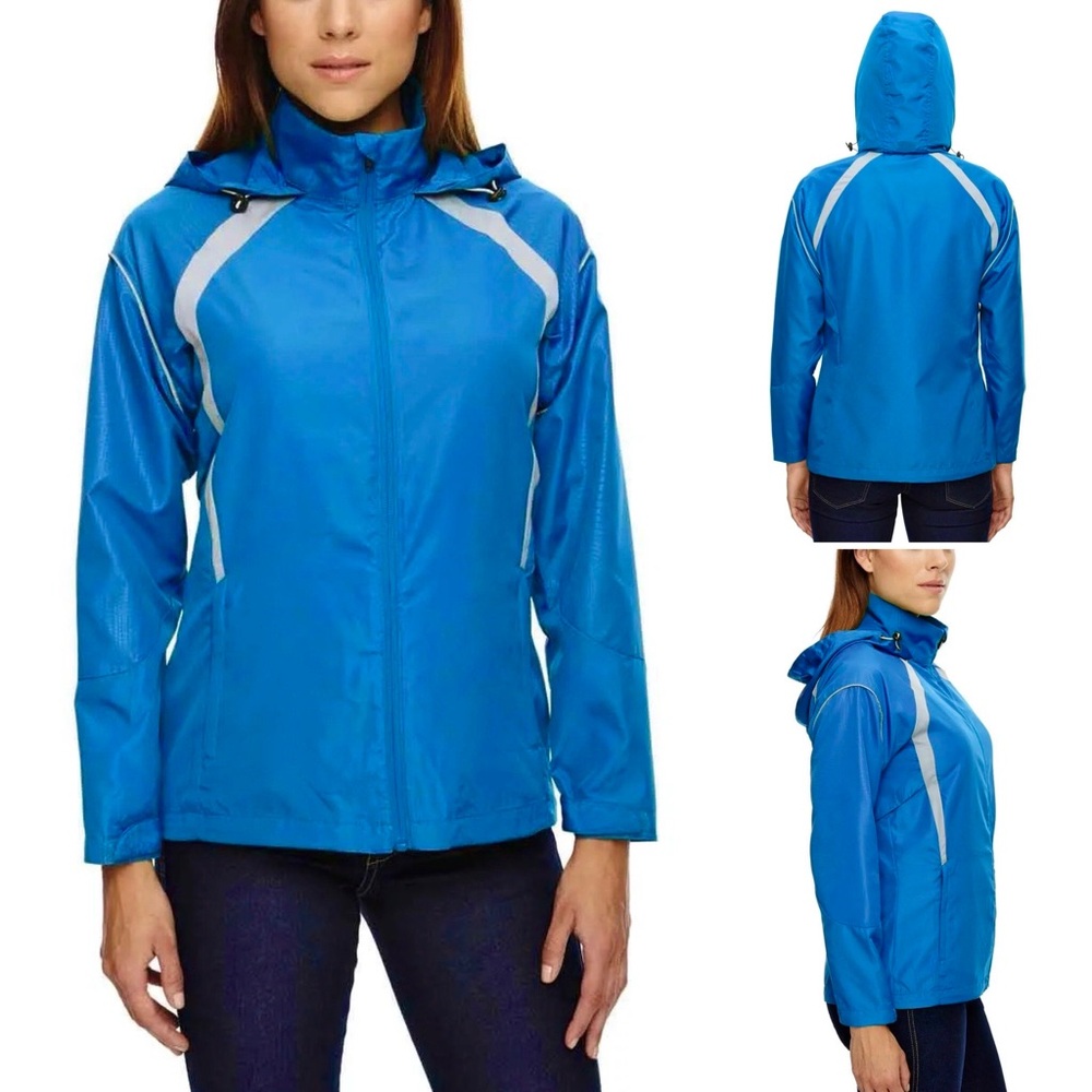 North End Ash City Hooded Jacket Audio Access Rool-Away Hood Full Zipper